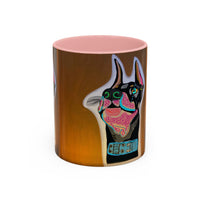 Colorful Doberman Accent Coffee Mug — Vibrant Dog Portrait Ceramic Mug (11/15oz)
