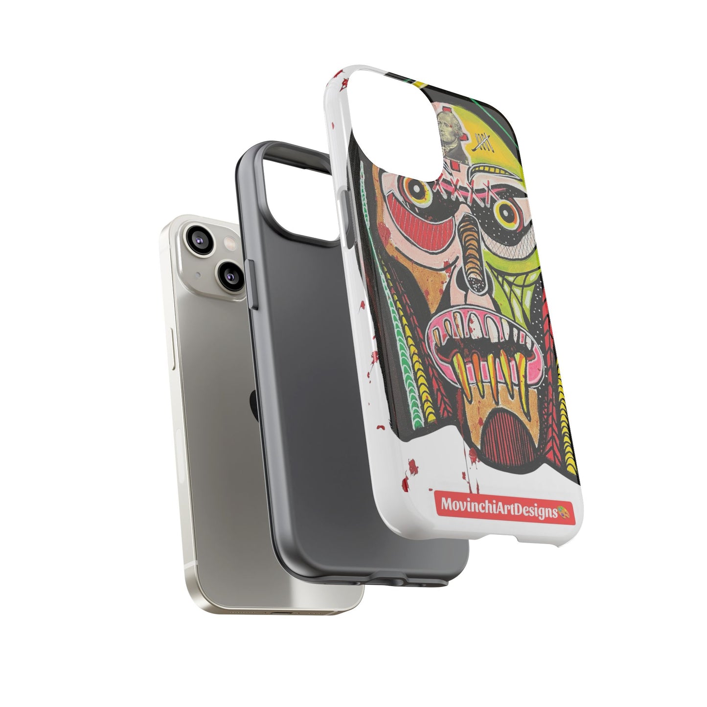 KUNTA.  Abstract Tribal Skull Phone Case — Colorful Street Art Protective Cover