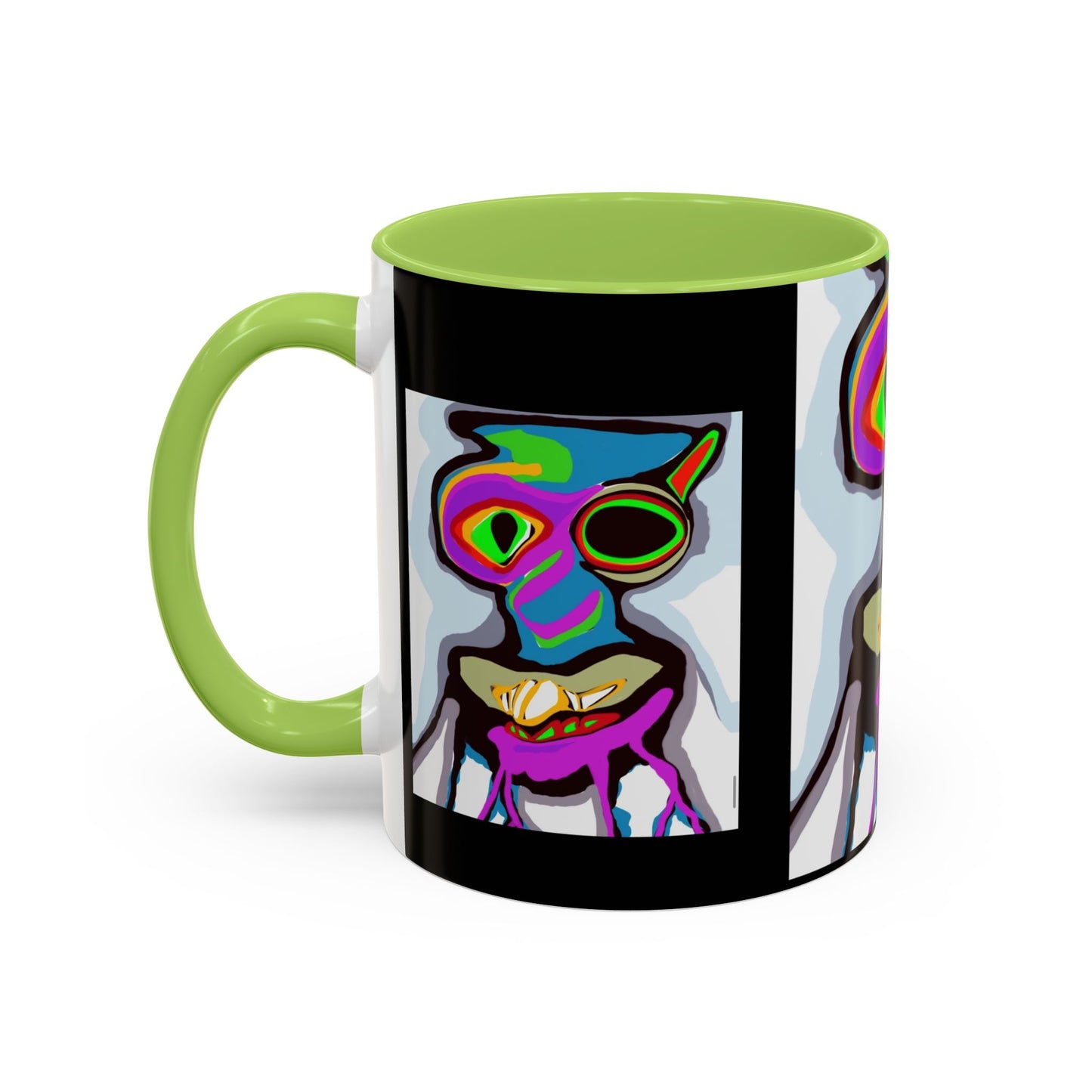 Abstract Alien Art Coffee Mug — Colorful Surreal Creature Accent Mug