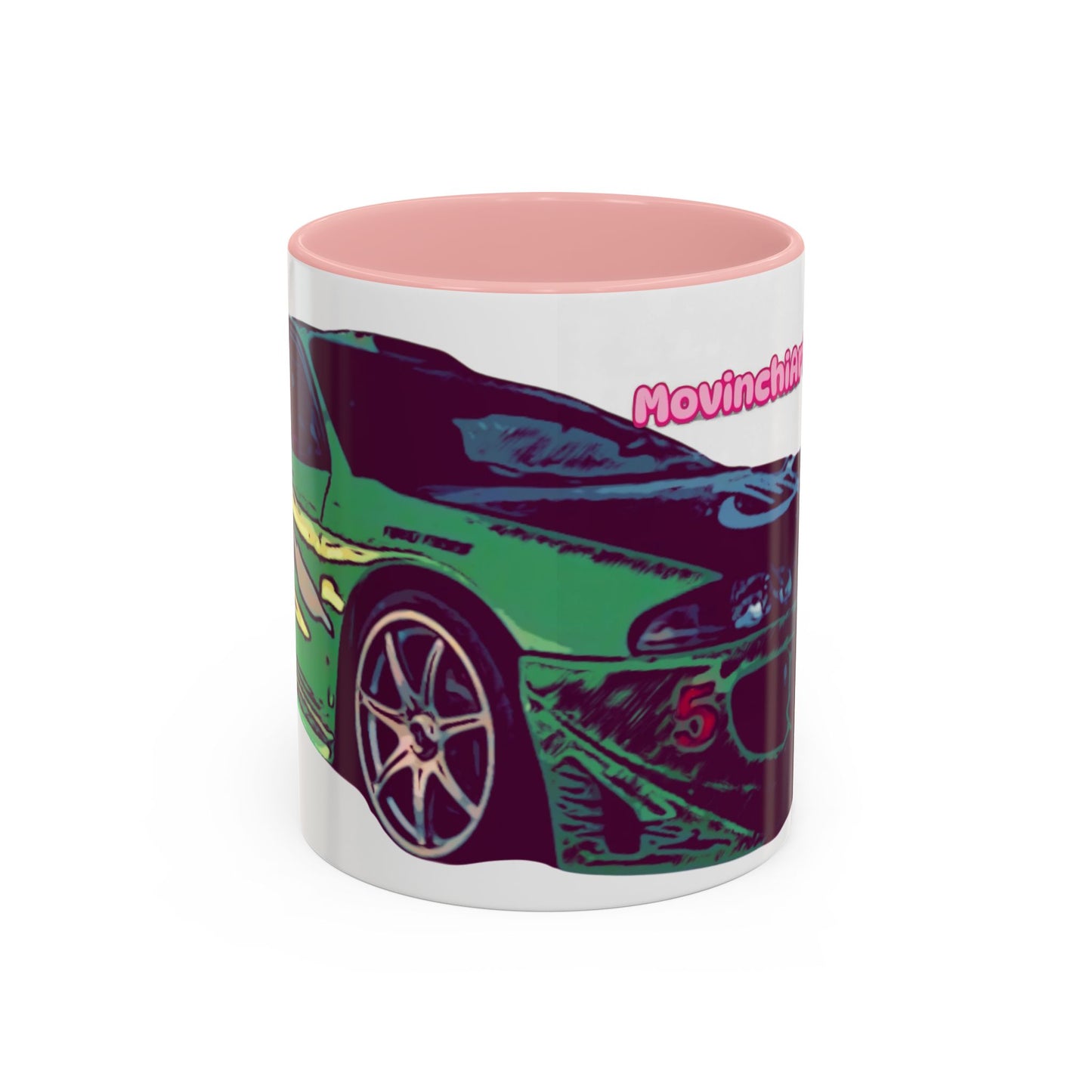 Coffee Mug —ECLIPSE  Neon Sports Car Design with "MovinchiArtDesigns" Logo