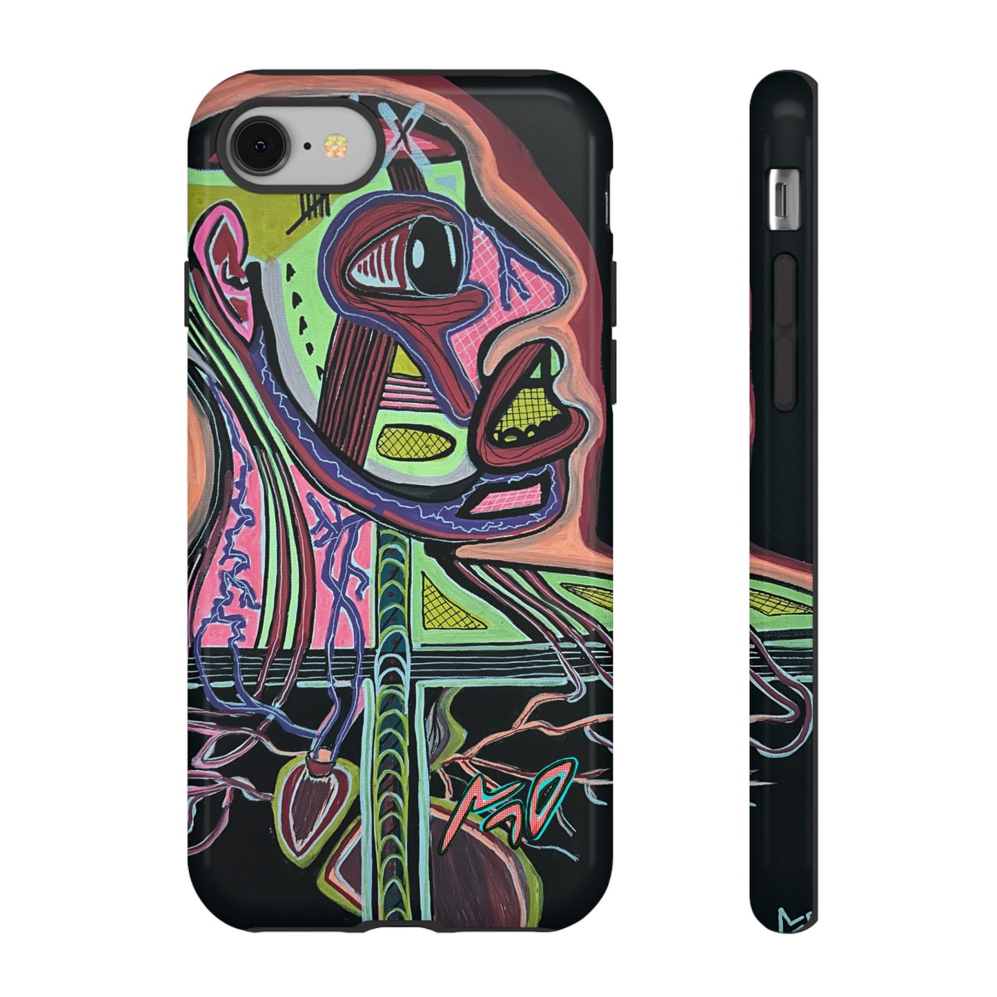 HEART ATTACK Abstract Neon Face Tough Phone Case – Vibrant Art Phone Cover