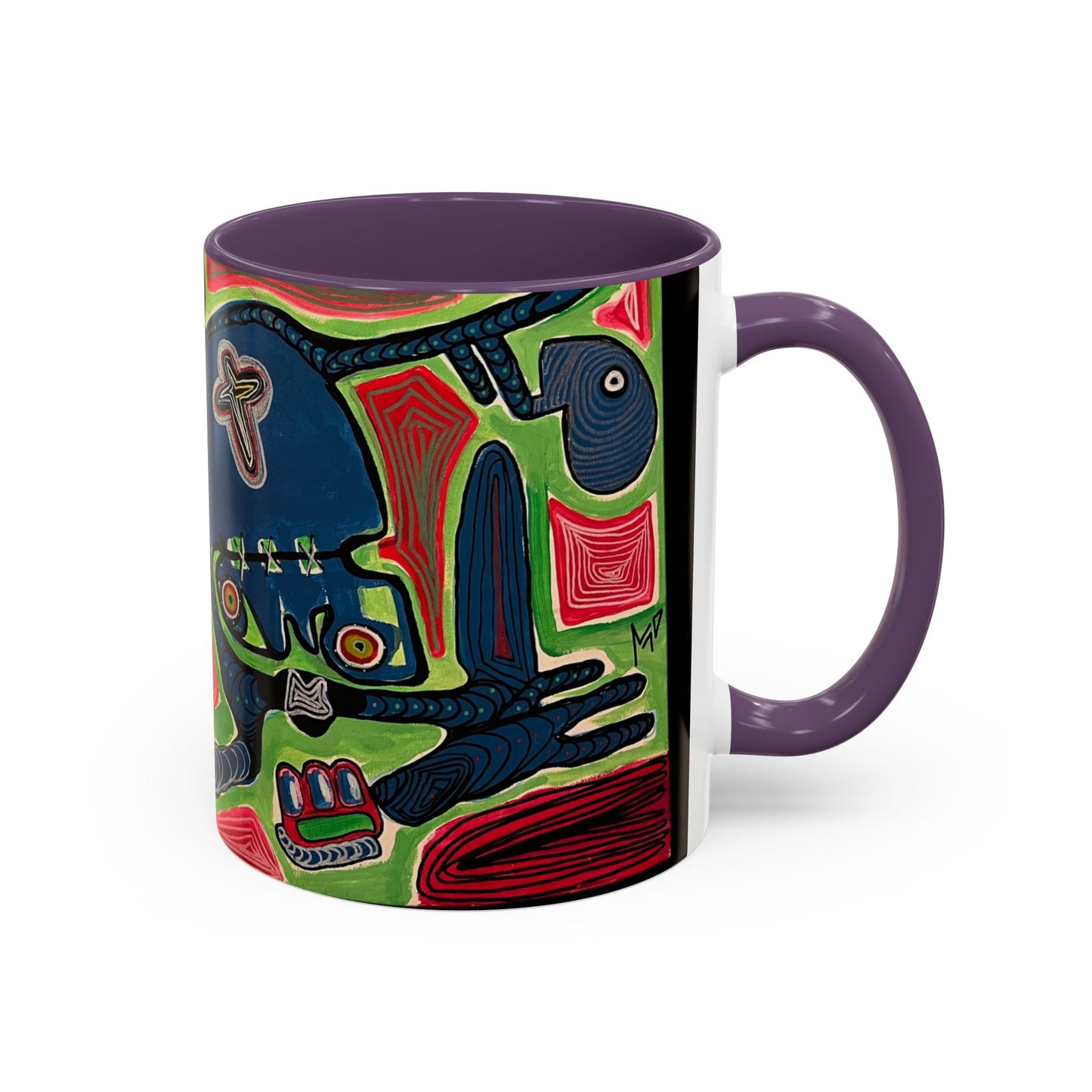 AFTER LIFE.  Abstract Tribal Art Coffee Mug — Colorful Surreal Accent Mug