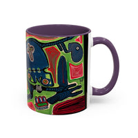 AFTER LIFE.  Abstract Tribal Art Coffee Mug — Colorful Surreal Accent Mug