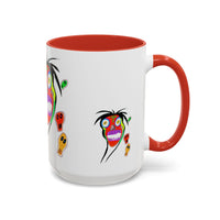 Skullface Accent Coffee Mug — Colorful Day of the Dead Pop Art (11/15oz)