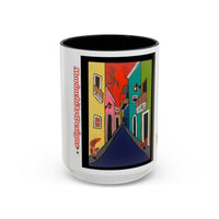 SAN JUAN.  Colorful Street Art Coffee Mug — Vibrant Alleyway & Playful Emblem Accent Mug