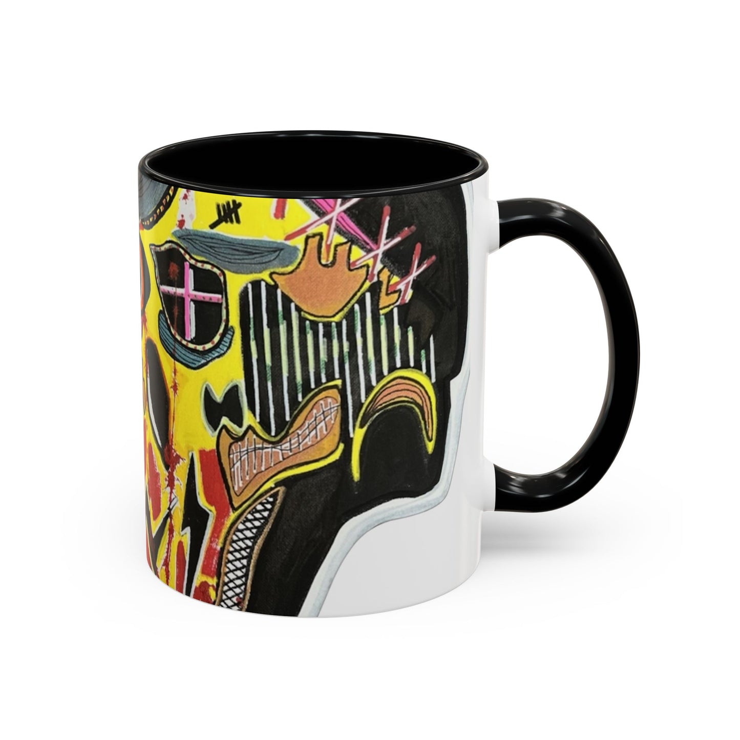 INFECTED KING.  Skull Pop Art Coffee Mug — Colorful Day of the Dead Accent Mug