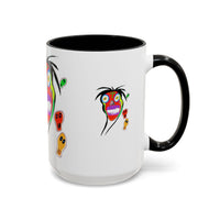 Colorful Tribal Mask Coffee Mug — Vibrant Skull Art Accent Mug (11/15oz)