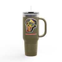 MOVINCHIARTDESIGNS.  40oz Insulated Travel Mug — Colorful Abstract Skull Design, Spill‑Resistant Tumbler