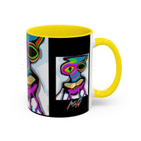 Abstract Alien Art Coffee Mug — Colorful Surreal Creature Accent Mug