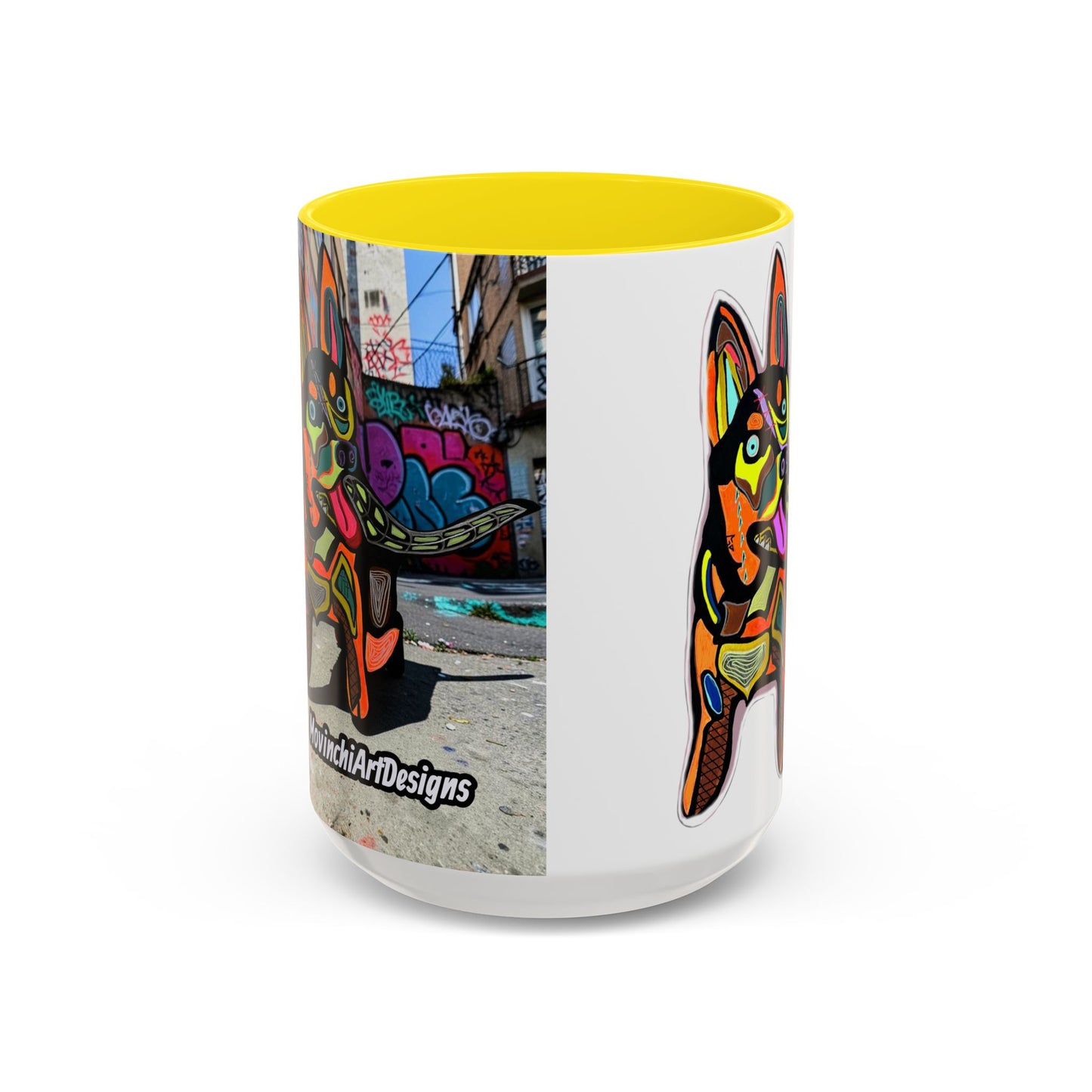 Colorful Pop Art Dog Accent Coffee Mug — Vibrant French Bulldog Design (11/15 oz)