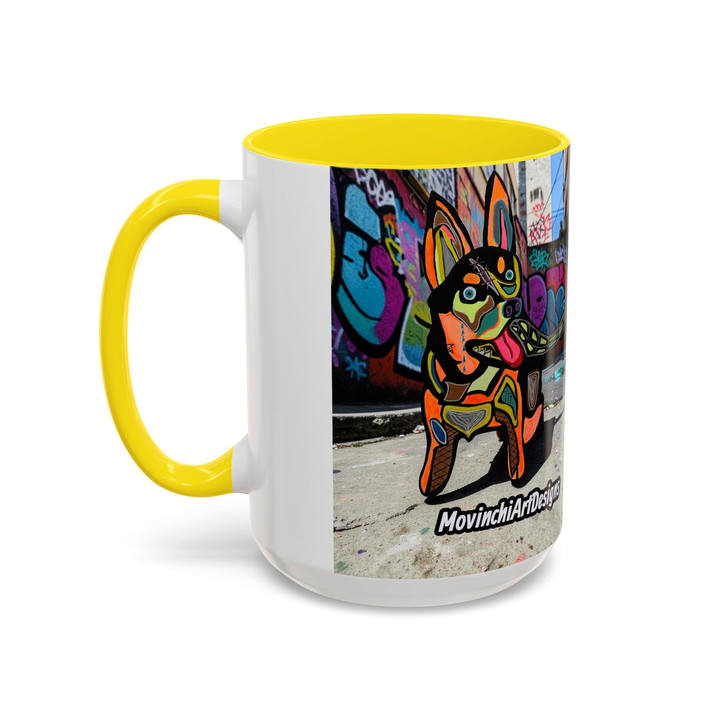 Colorful Pop Art Dog Accent Coffee Mug — Vibrant French Bulldog Design (11/15 oz)