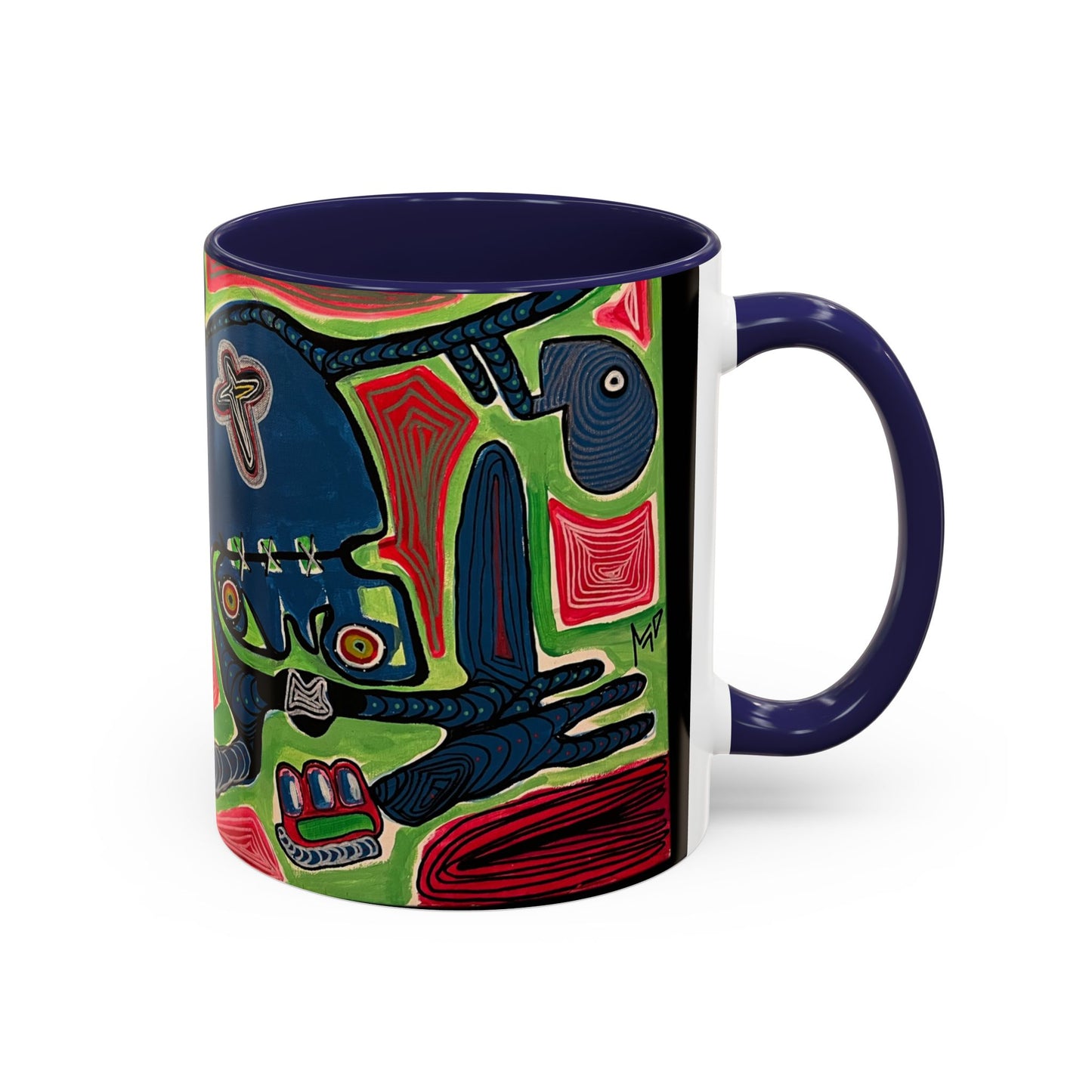 AFTER LIFE.  Abstract Tribal Art Coffee Mug — Colorful Surreal Accent Mug