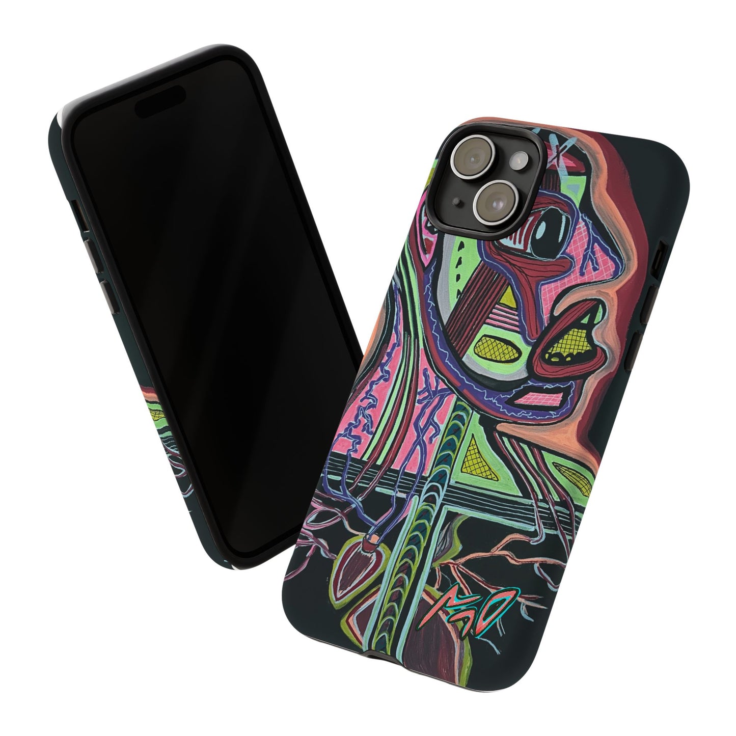 HEART ATTACK Abstract Neon Face Tough Phone Case – Vibrant Art Phone Cover