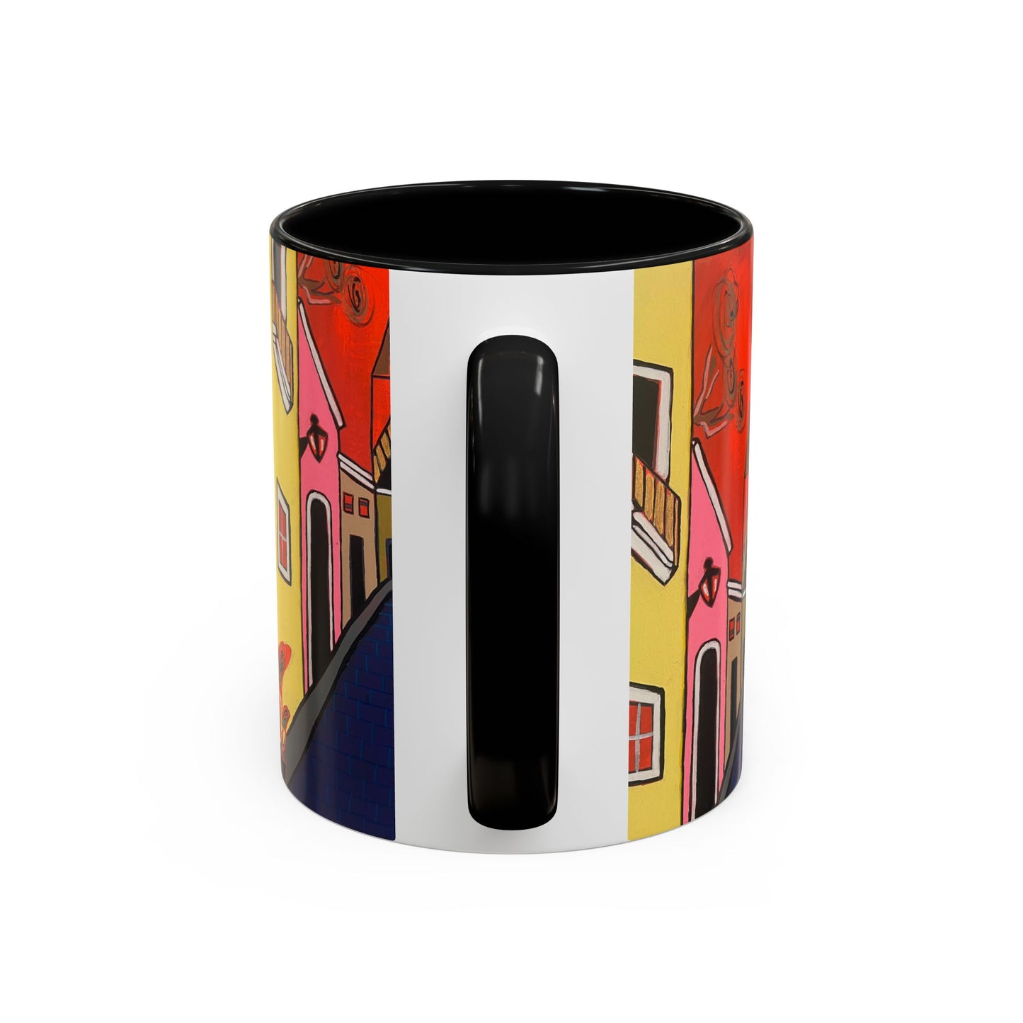 SAN SEBASTIAN.  Colorful Street Scene Accent Coffee Mug — Vibrant Urban Art Ceramic Mug (11/15oz)
