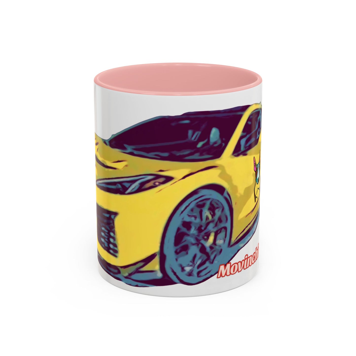ZR1 Lover Coffee Mug — Yellow Sports Car & Boston Terrier Accent Mug (11/15 oz)