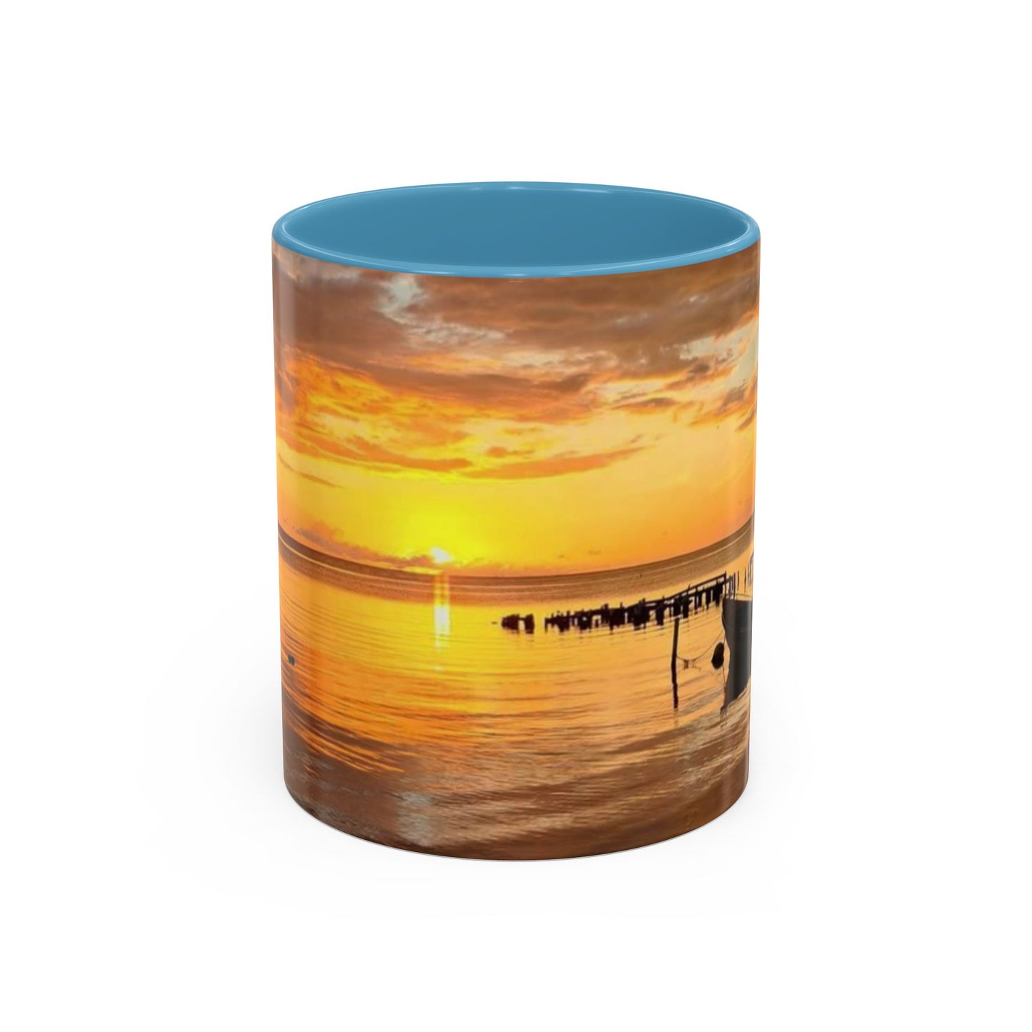 Sunset Harbor Coffee Mug — Golden Beach Sunrise Accent Mug (11/15oz)