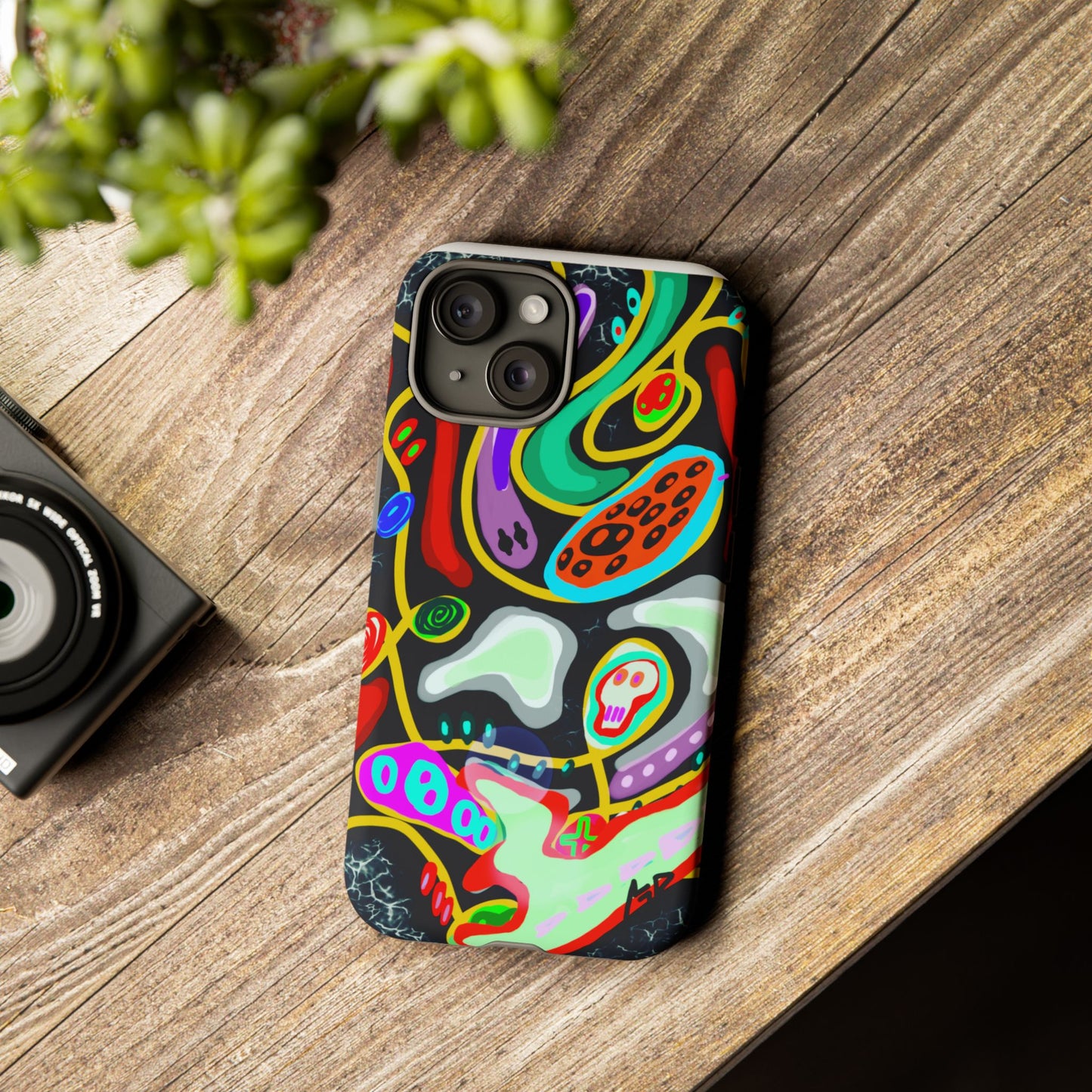 CRAZY4  Abstract Neon Skull Phone Case — Colorful Psychedelic Protective Cover
