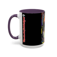 Colorful Neon OVERTHINKING  Skull Coffee Mug — Vibrant Abstract Day of the Dead Accent Mug