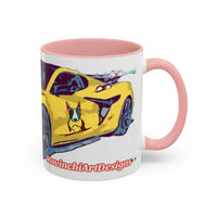 ZR1 Lover Coffee Mug — Yellow Sports Car & Boston Terrier Accent Mug (11/15 oz)