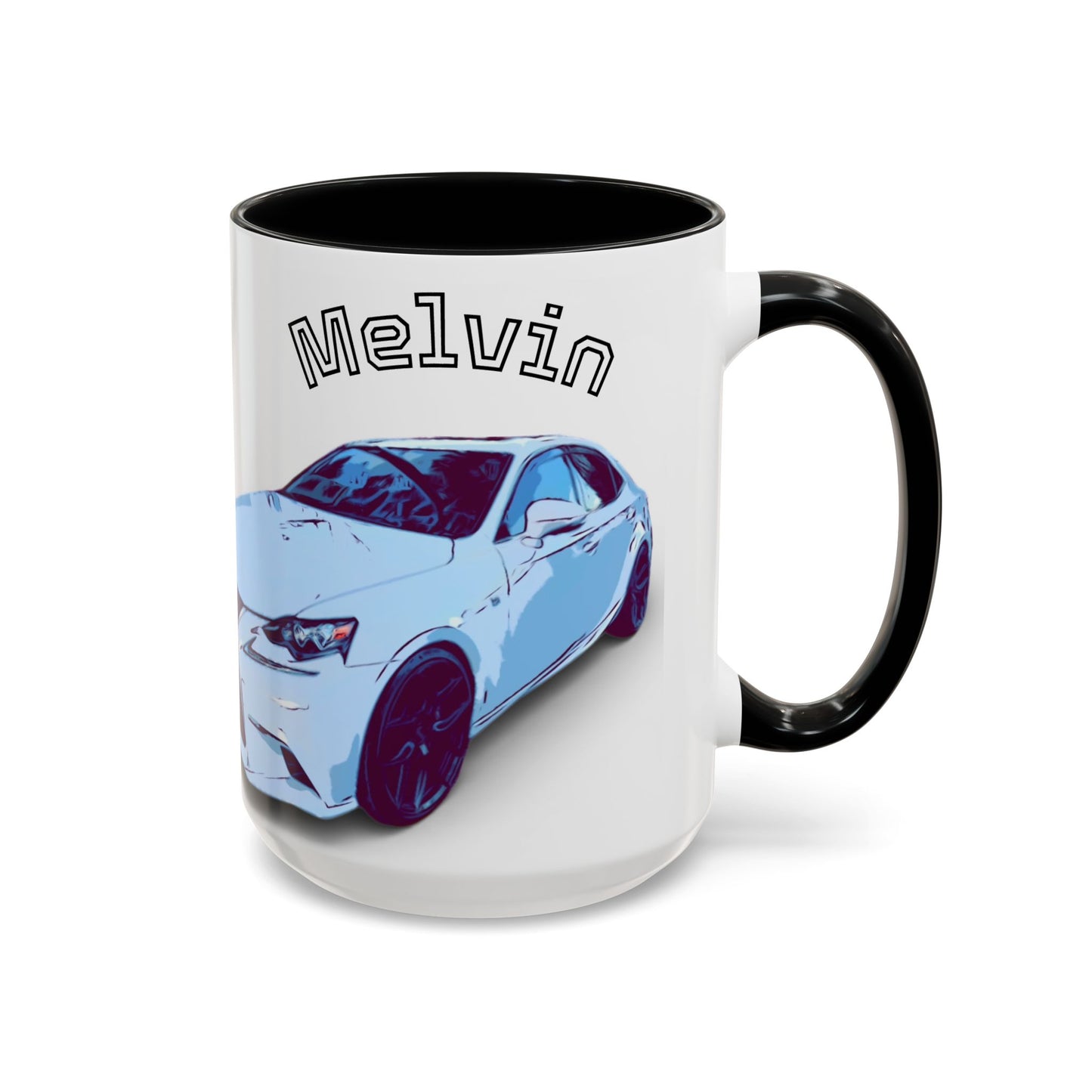 MELVIN.  Personalized Car Coffee Mug — 'Melvin' Sports Car Accent Mug (11/15oz)
