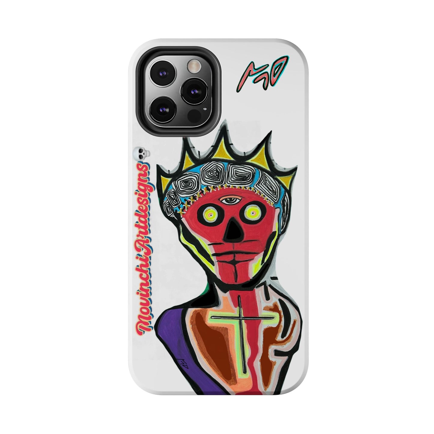 Artistic Crown KING GRAY  Skull Tough Phone Case — Colorful Abstract Guardian Design