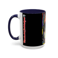 Colorful Neon OVERTHINKING  Skull Coffee Mug — Vibrant Abstract Day of the Dead Accent Mug