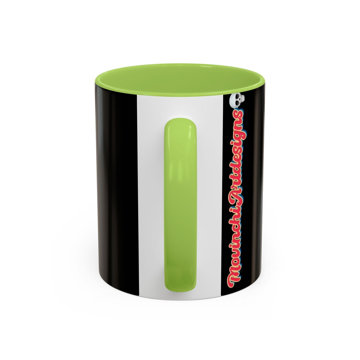 Colorful Neon OVERTHINKING  Skull Coffee Mug — Vibrant Abstract Day of the Dead Accent Mug