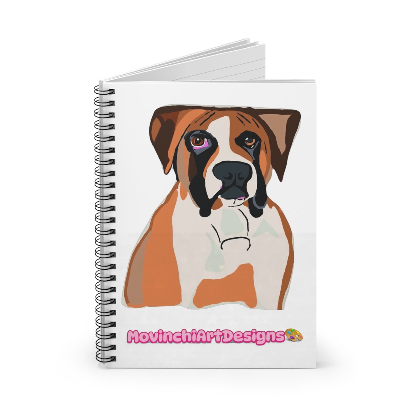 BOXER Dog Spiral Notebook — Cute Pet Portrait Ruled Journal