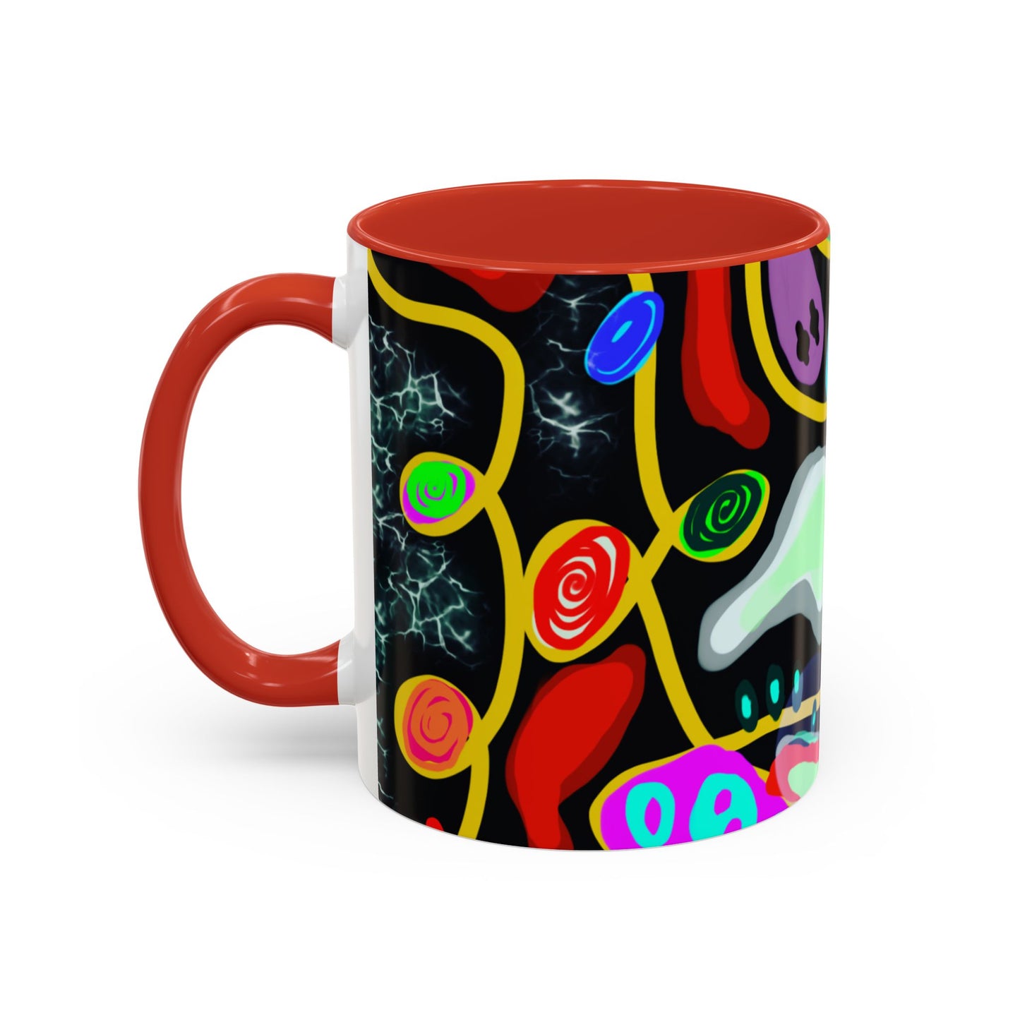 CRAZY2.0  Accent Mug — Colorful Neon Skull Abstract Coffee Cup
