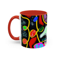 CRAZY2.0  Accent Mug — Colorful Neon Skull Abstract Coffee Cup