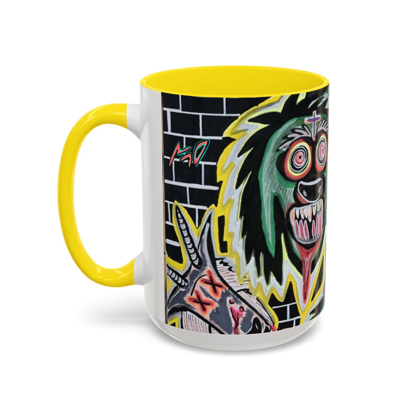 CHUPACABRAS.  Green Monster Art Coffee Mug — Spooky Neon Creature Accent Mug (11/15oz)