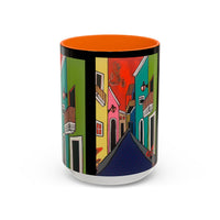 SAN SEBASTIAN.  Colorful Street Scene Accent Coffee Mug — Vibrant Urban Art Ceramic Mug (11/15oz)