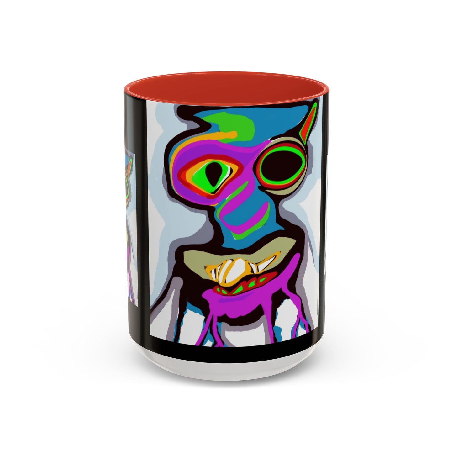 Abstract Alien Art Coffee Mug — Colorful Surreal Creature Accent Mug