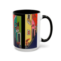 SAN SEBASTIAN.  Colorful Street Scene Accent Coffee Mug — Vibrant Urban Art Ceramic Mug (11/15oz)