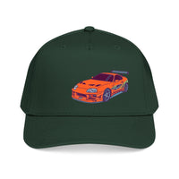 2JZ.  Retro Orange Sports Car Baseball Cap — Vintage JDM Supra Snapback