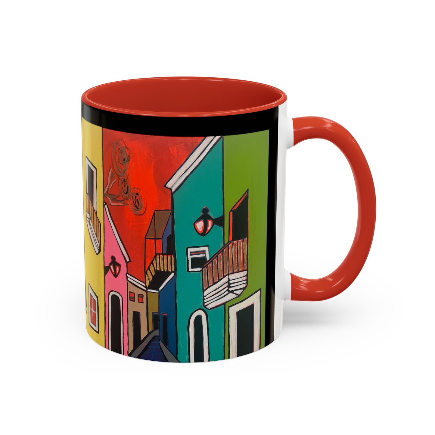 VIEJO SAN JUAN,  Colorful Cityscape Coffee Mug — Vibrant European Street Accent Mug