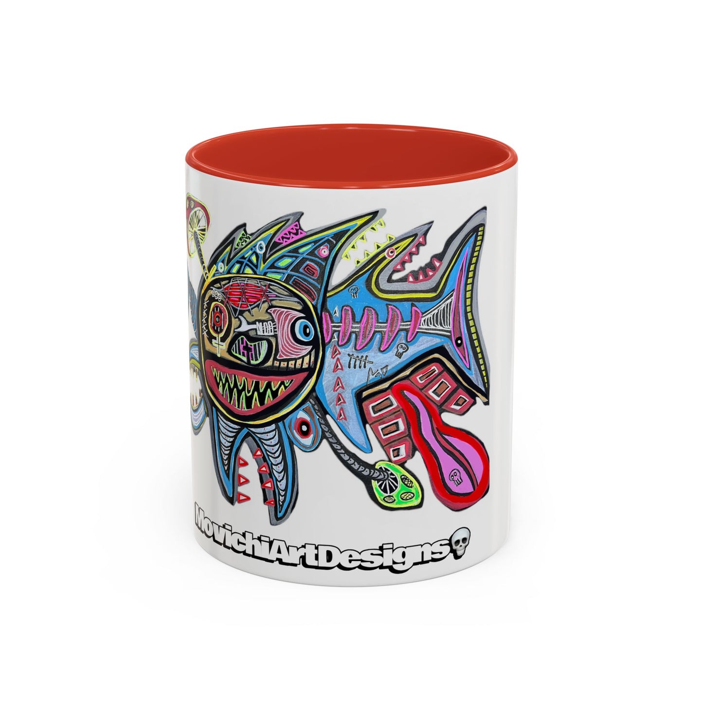 Colorful Shark Attack  Fish Accent Coffee Mug — Bold Nautical Art 11/15oz