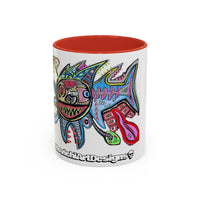 Colorful Shark Attack  Fish Accent Coffee Mug — Bold Nautical Art 11/15oz