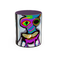 Abstract Alien Art Coffee Mug — Colorful Surreal Creature Accent Mug