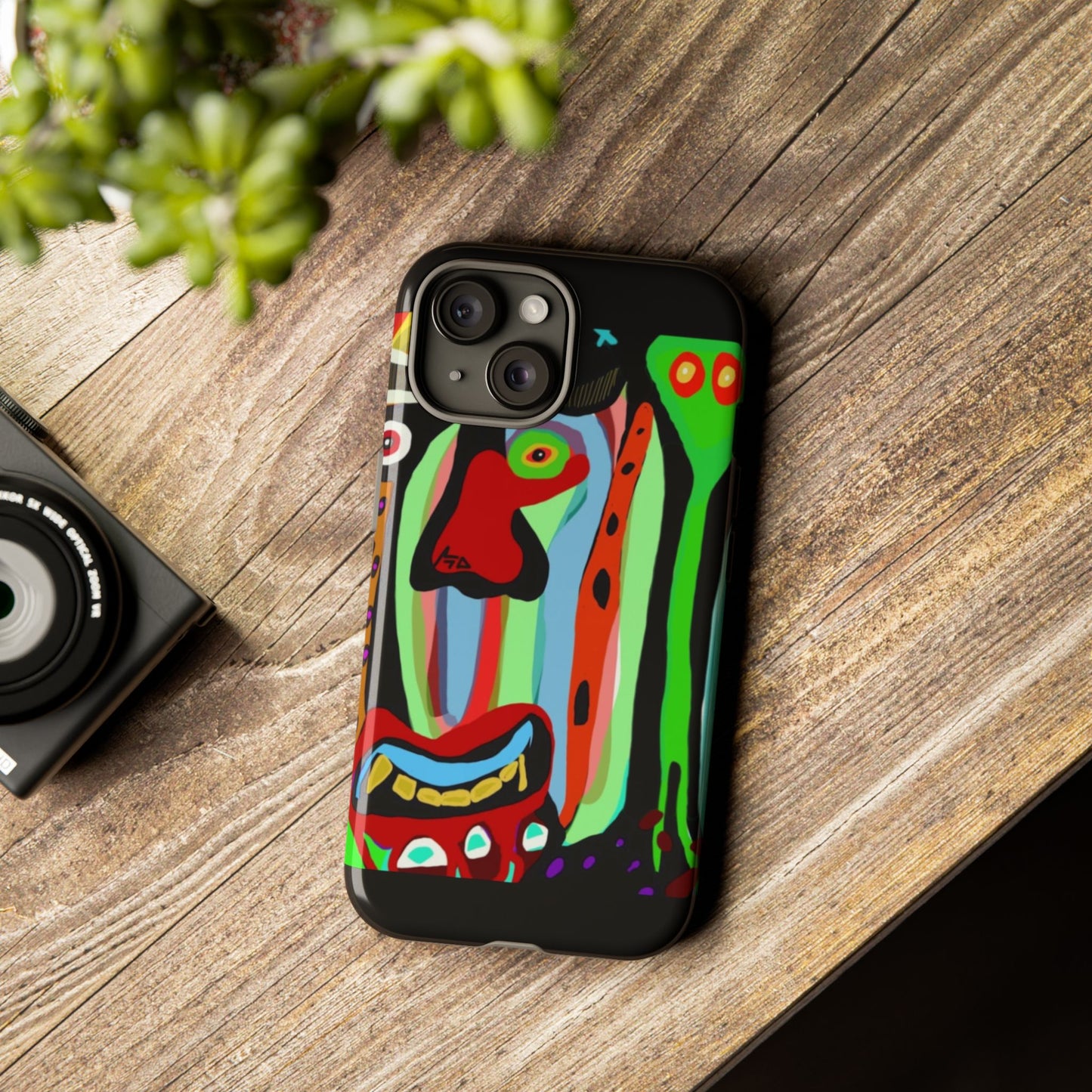 CRAZY.   Tribal Face Phone Case — Colorful Modern Art iPhone Cover