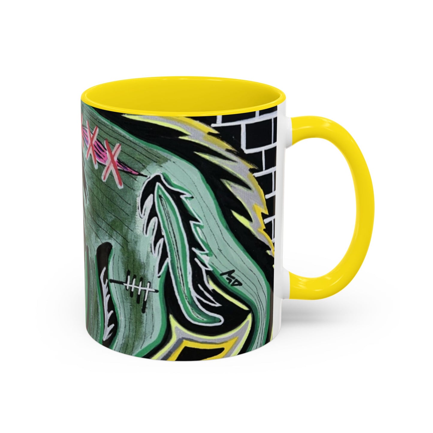 CHUPACABRAS.  Green Monster Art Coffee Mug — Spooky Neon Creature Accent Mug (11/15oz)