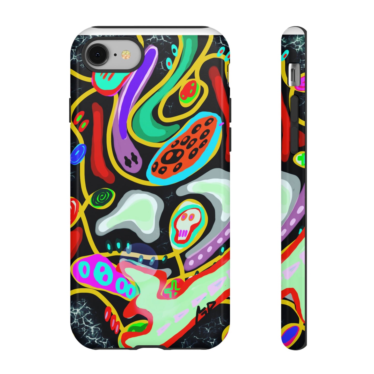 CRAZY4  Abstract Neon Skull Phone Case — Colorful Psychedelic Protective Cover