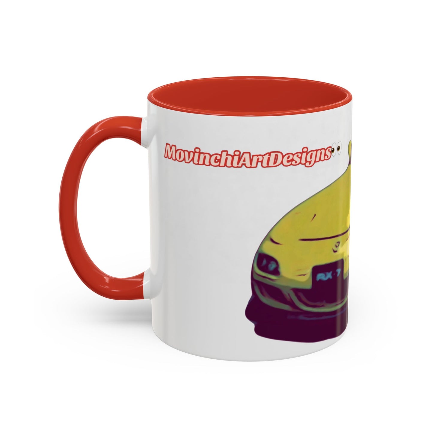 RX7  Coffee Mug — Yellow Sports Car Illustration Accent Mug