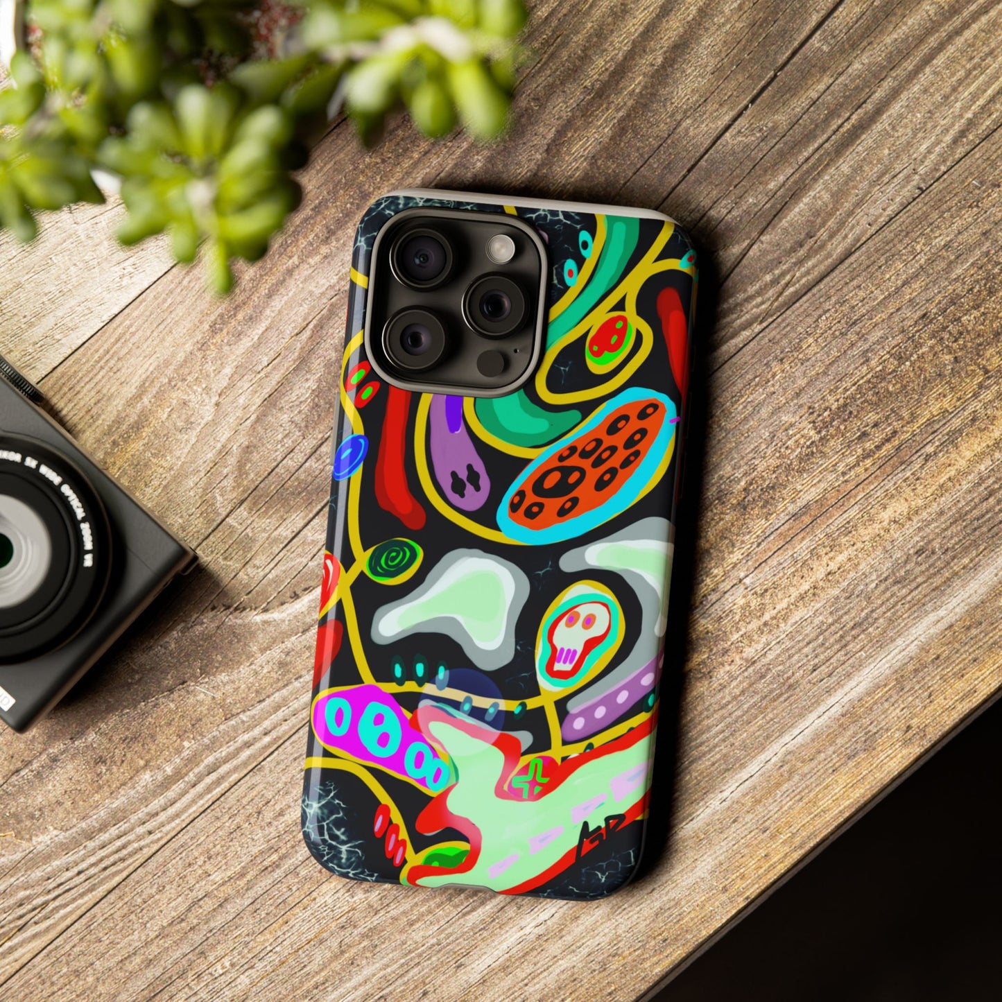 CRAZY4  Abstract Neon Skull Phone Case — Colorful Psychedelic Protective Cover
