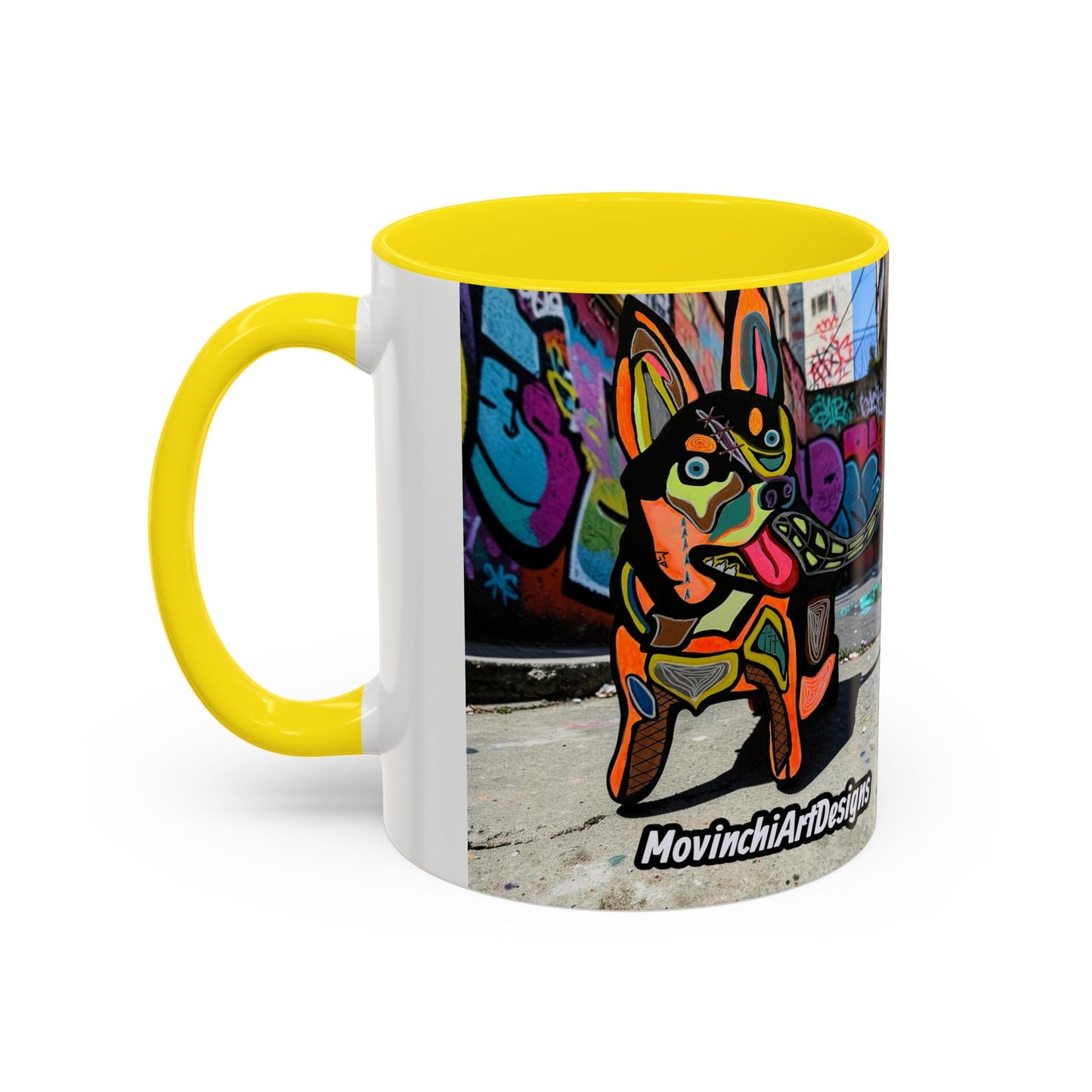 Colorful Pop Art Dog Accent Coffee Mug — Vibrant French Bulldog Design (11/15 oz)