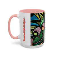 Abstract Day of the Dead Skull Accent Coffee Mug — Colorful Neon Skull Art (11/15oz)
