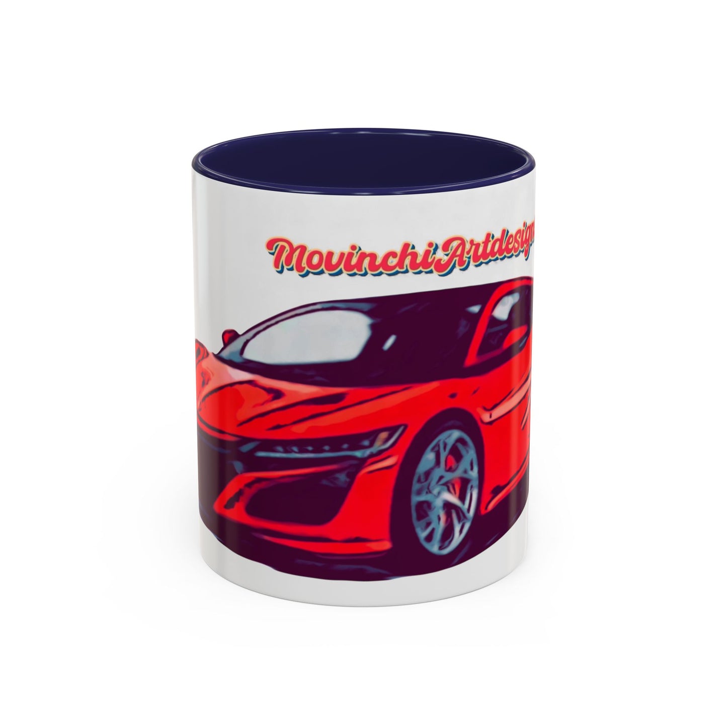 Red NSX Supercar Accent Coffee Mug — MovinchiArtDesigns Sports Car Graphic