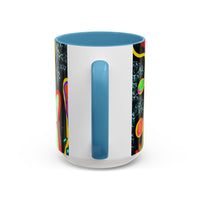 CRAZY2.0  Accent Mug — Colorful Neon Skull Abstract Coffee Cup