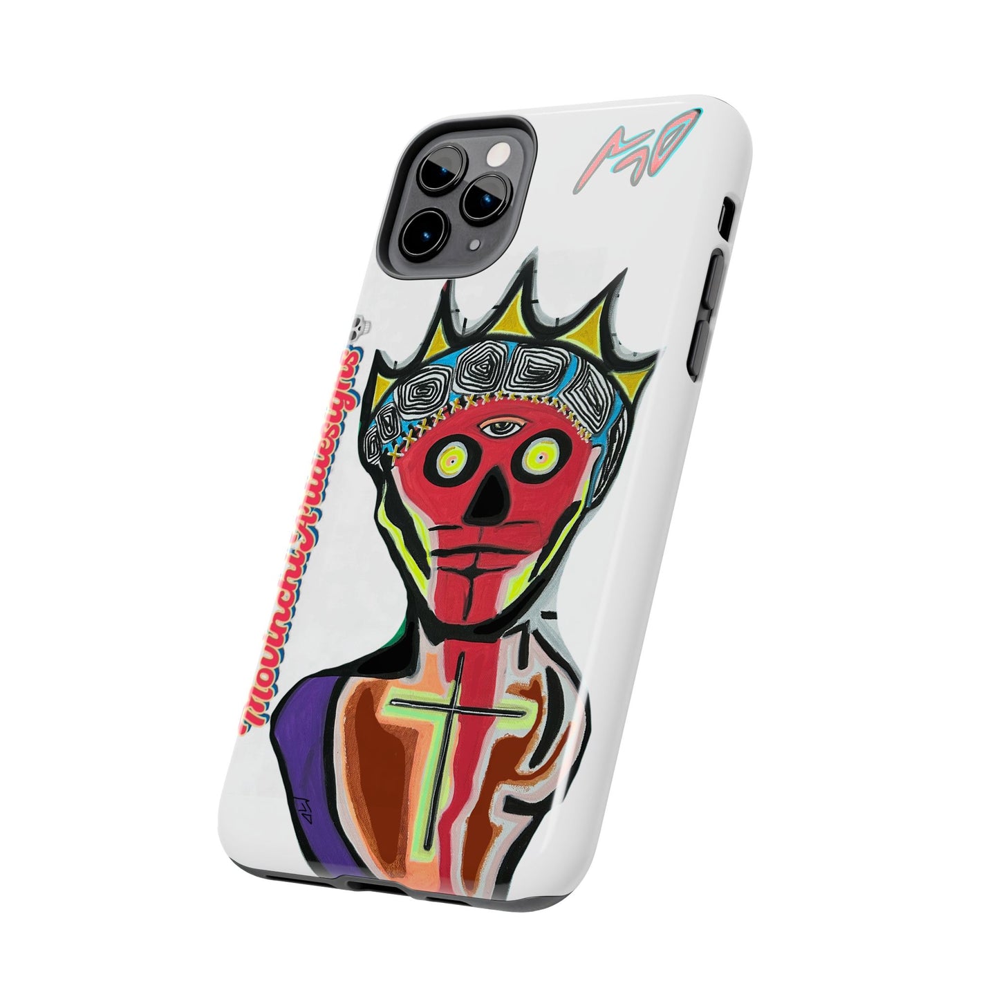 Artistic Crown KING GRAY  Skull Tough Phone Case — Colorful Abstract Guardian Design