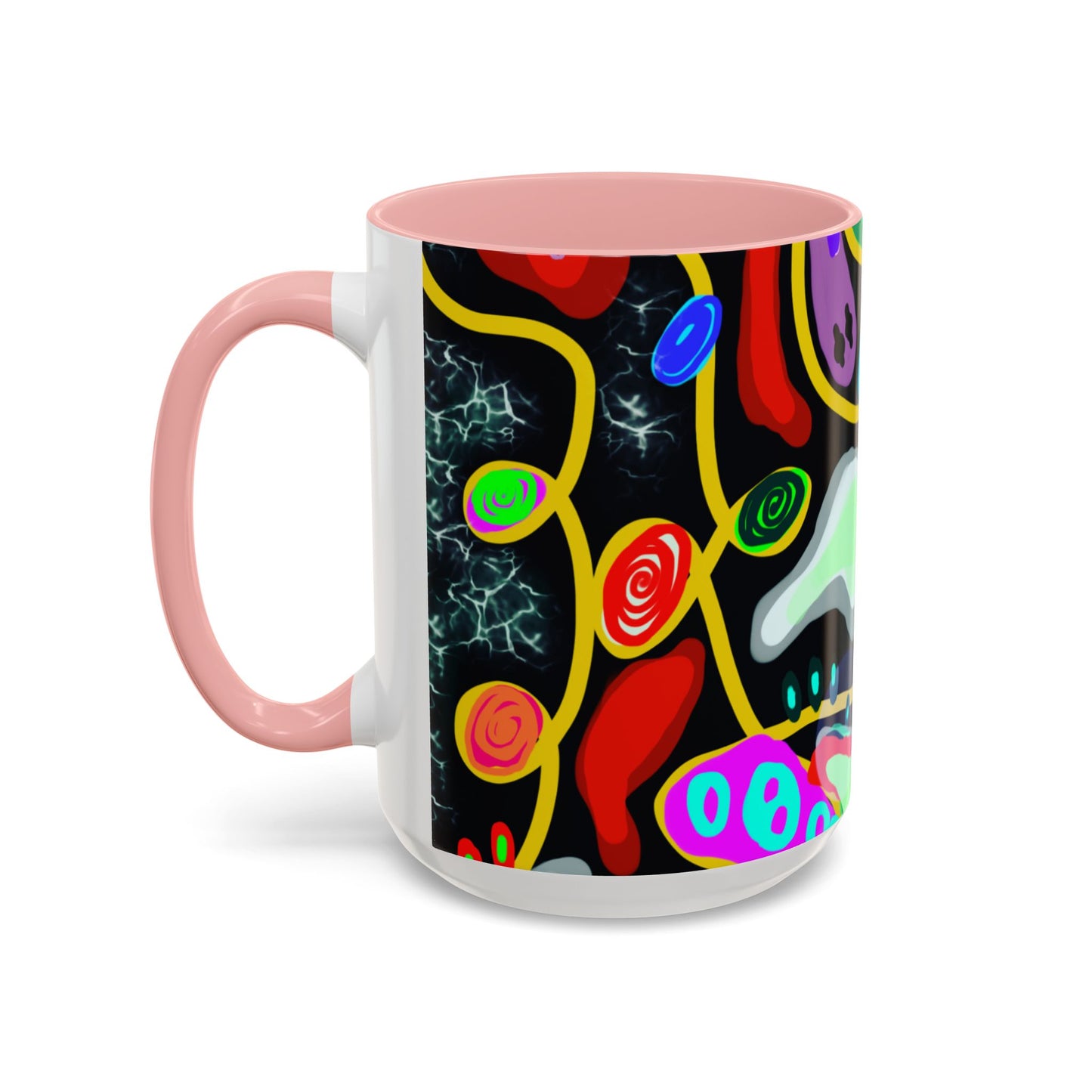 CRAZY2.0  Accent Mug — Colorful Neon Skull Abstract Coffee Cup